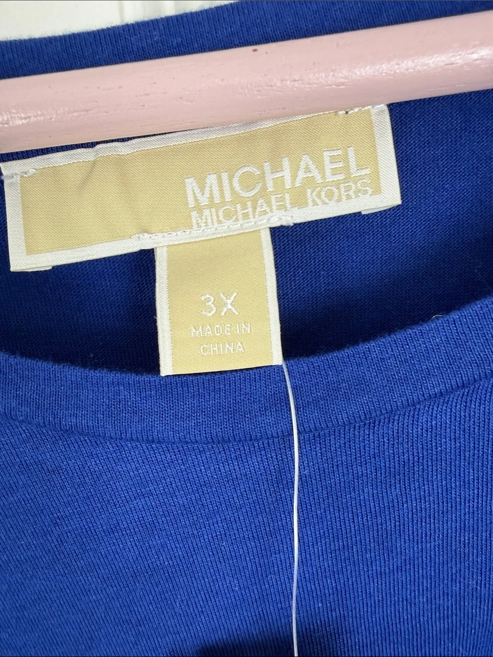 NWT Michael Kors Cobalt Blue Chain-Trim Bell Sleeve Tee Size 3X